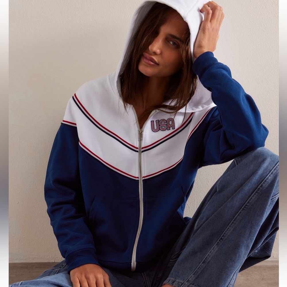 Free People American Track Zip Hoodie